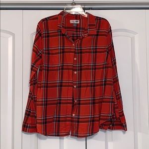 XL Old Navy flannel. Orangish-Red and black.